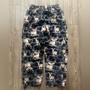 Mountain Ridge Deer Print Lounge Pants Men’s XL Fleece Lined Cozy Sleepwear